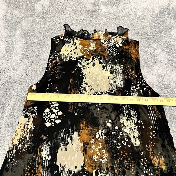 Cabi Tank Top Shirt Womens Medium Incandescent Black Ruffle Tie Neck Sheer 4185 - Picture 4 of 7